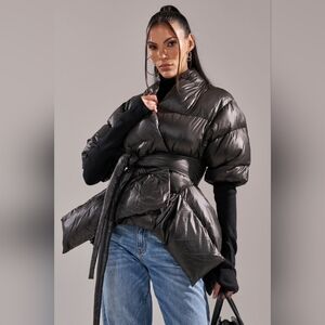 AKIRA Metallic Black Puffer Jacket